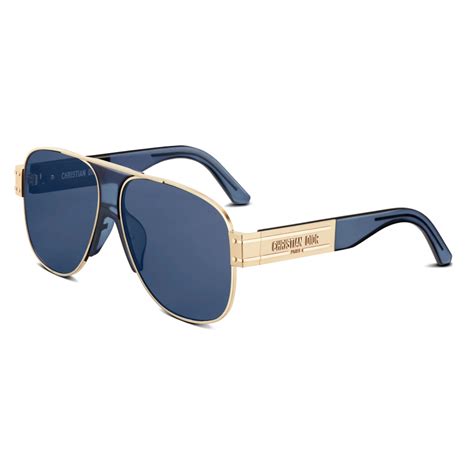 CHRISTIAN DIOR Diorsignature A3U Sunglasses Gold Blue 